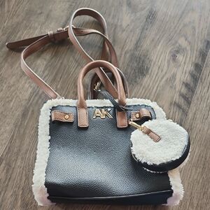 Anne Klein Black and Tan Mini Bag with Coin Pouch
